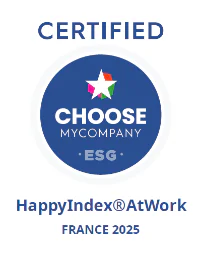 Label « CERTIFIED » CHOOSE MYCOMPANY ESG, HappyIndex®AtWork, FRANCE 2025.